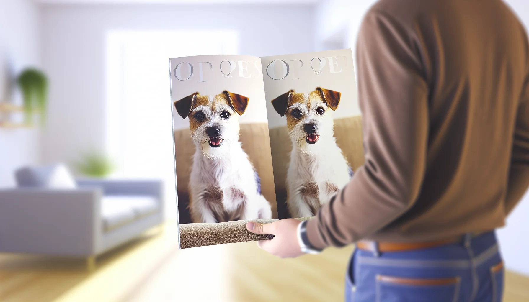 실내에서 나란히 앉아 보호자를 바라보는 두 마리 소형견, 밝고 편안한 분위기